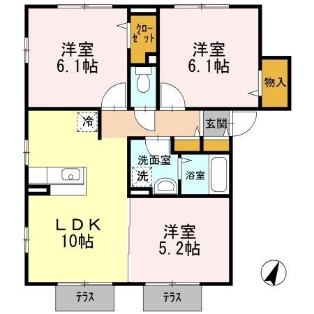アンティームA棟の物件間取画像