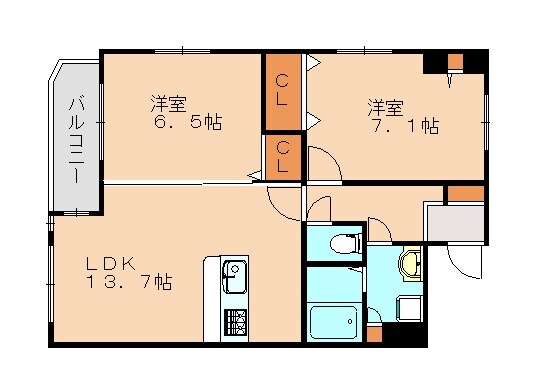 大橋駅 徒歩37分 3階の物件間取画像