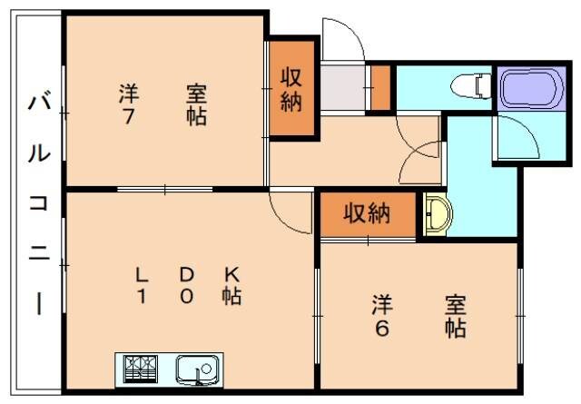 赤間駅 徒歩7分 2階の物件間取画像