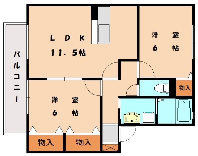 福工大前駅 徒歩8分 2階の物件間取画像