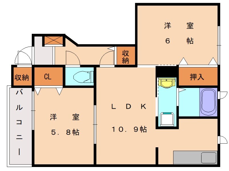 山手メゾン弐Bの物件間取画像