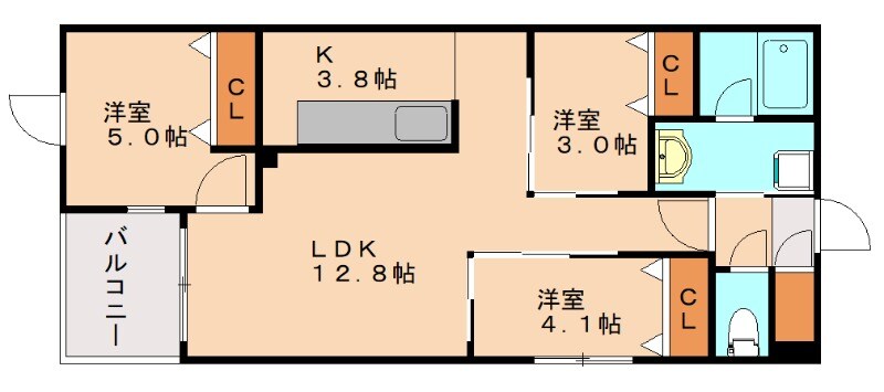 MODERN PALAZZO姪浜Ⅱの物件間取画像