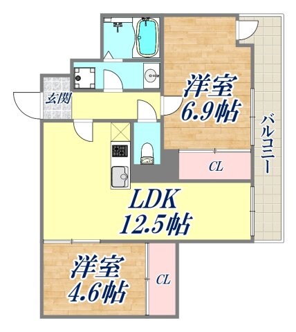 ウィステリア神戸湊川の物件間取画像