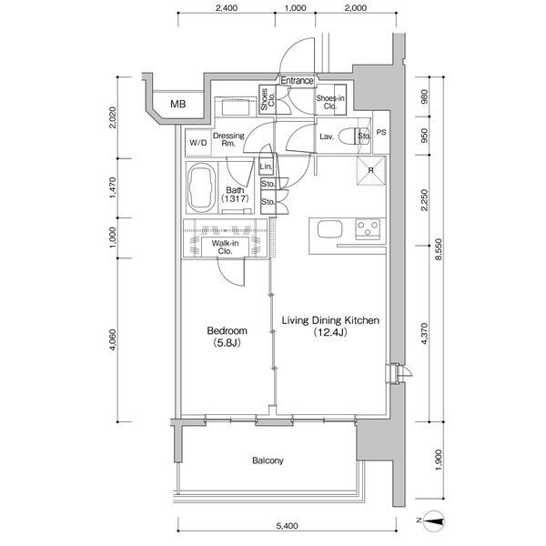 新栄町駅 徒歩10分 5階の物件間取画像