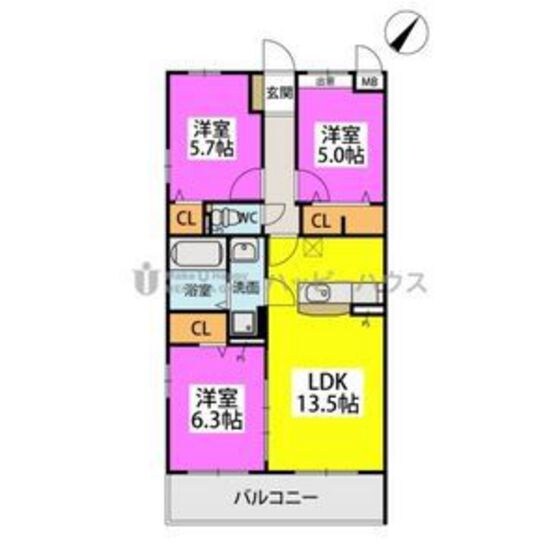 アリエス ヤナセの物件間取画像