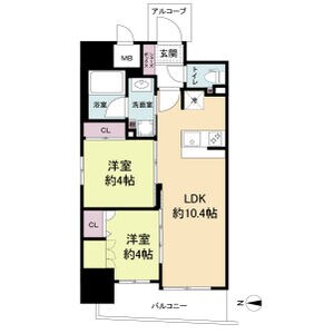 セレニテフラン野田阪神駅前の物件間取画像