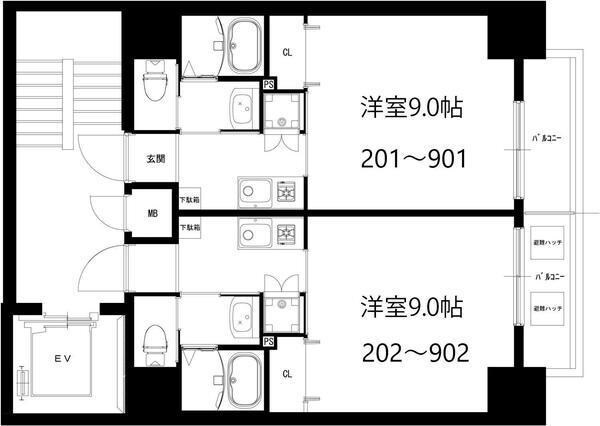 モノトーン難波の物件間取画像