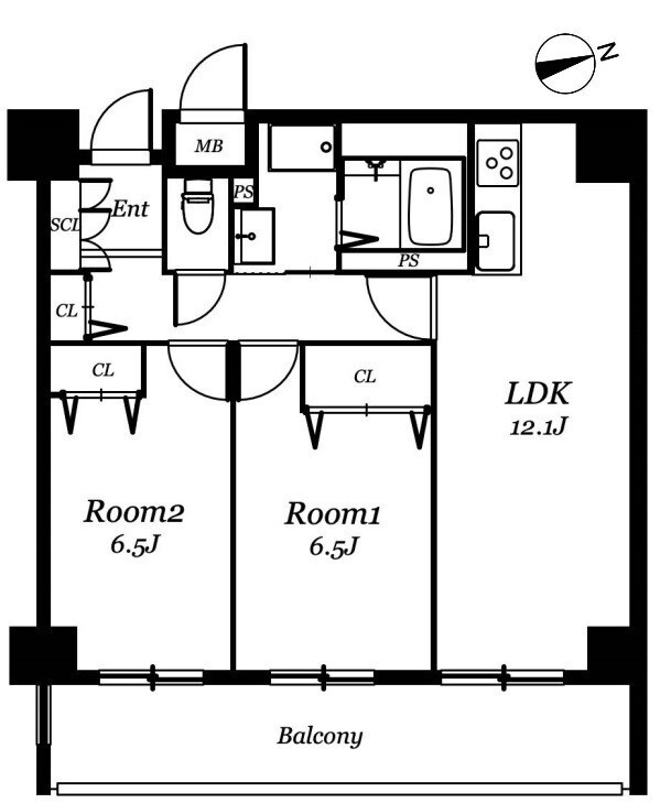 レジディア西天満の物件間取画像