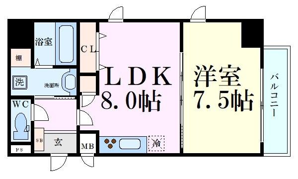 プランドール北浜の物件間取画像
