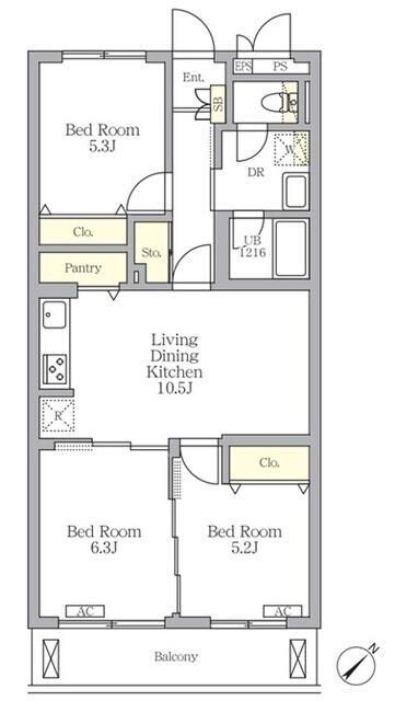 メゾンカルム中落合Ｓｏｕｔｈの物件間取画像