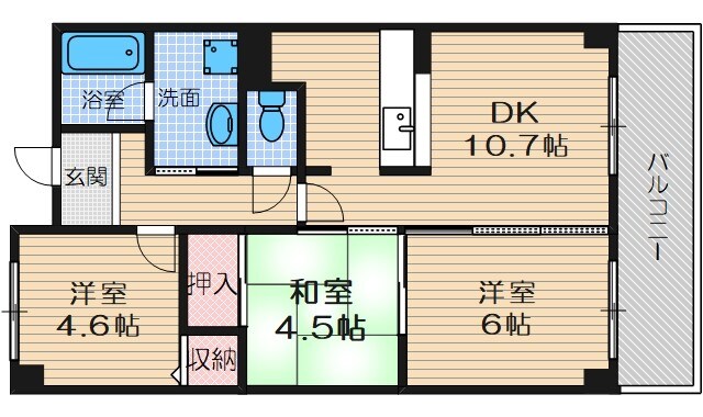 正雀駅 徒歩5分 3階の物件間取画像