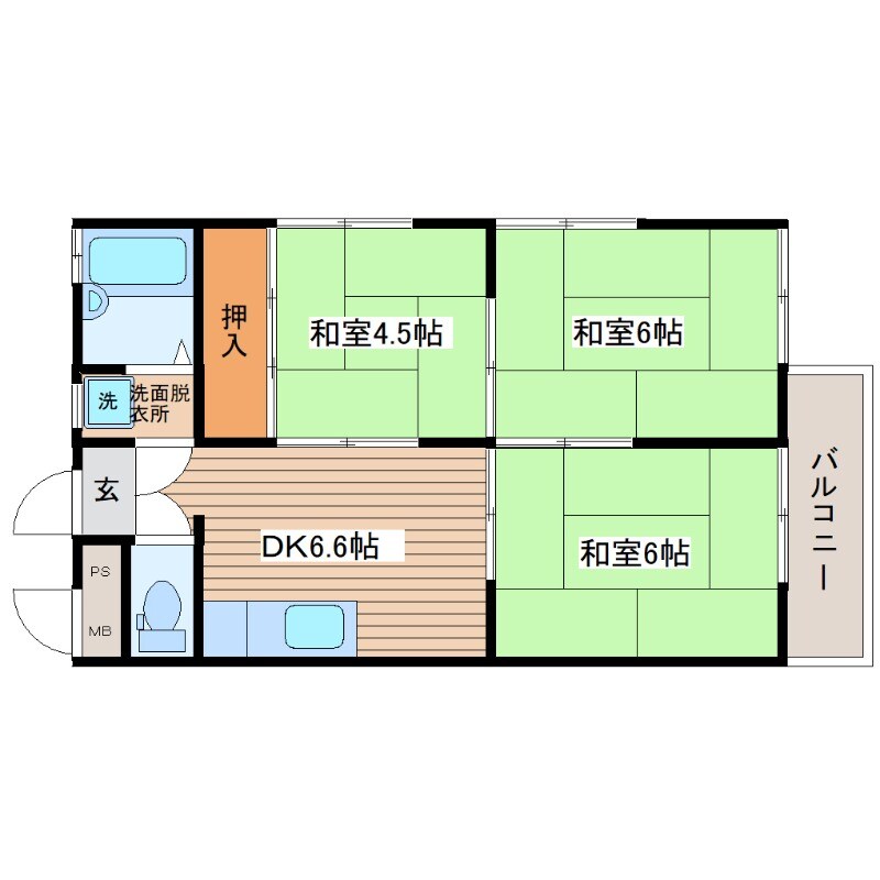 YKコーポ３の物件間取画像