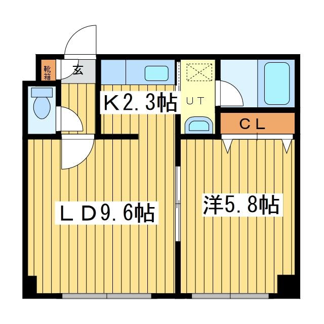 新道東駅 徒歩1分 2階の物件間取画像