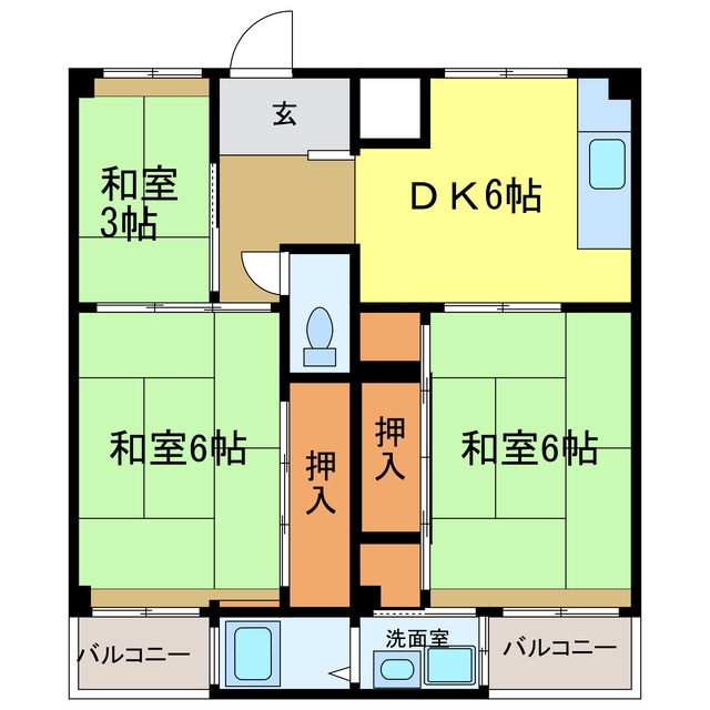 ビレッジハウス加賀田　1号棟の物件間取画像