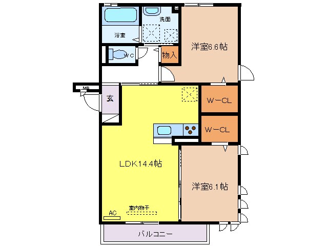 サニーヒルズ泉大津A棟の物件間取画像