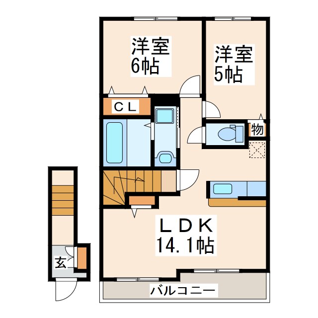 南熊本駅 徒歩13分 2階の物件間取画像