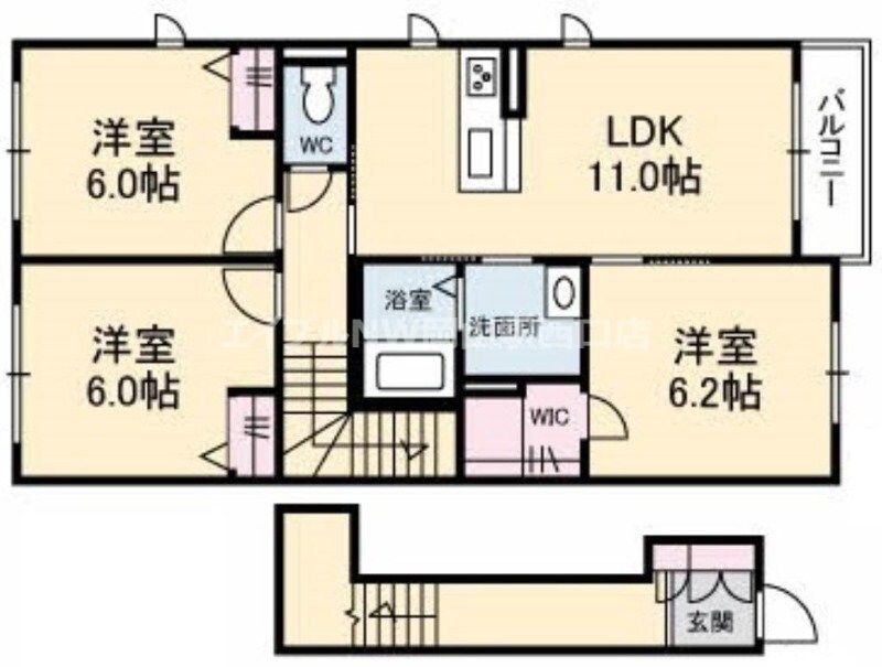 ヴィラ・ノーブル庭瀬の物件間取画像