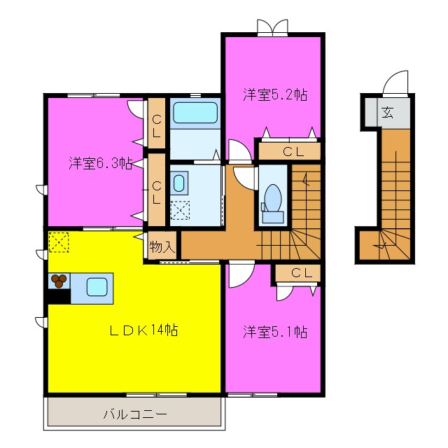 リヴェール富塚Ｂの物件間取画像