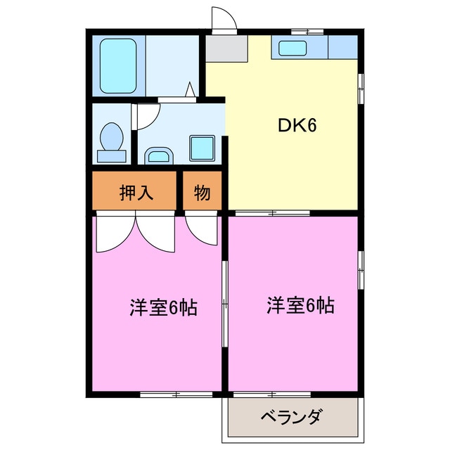 サンライズ初生Ｄの物件間取画像