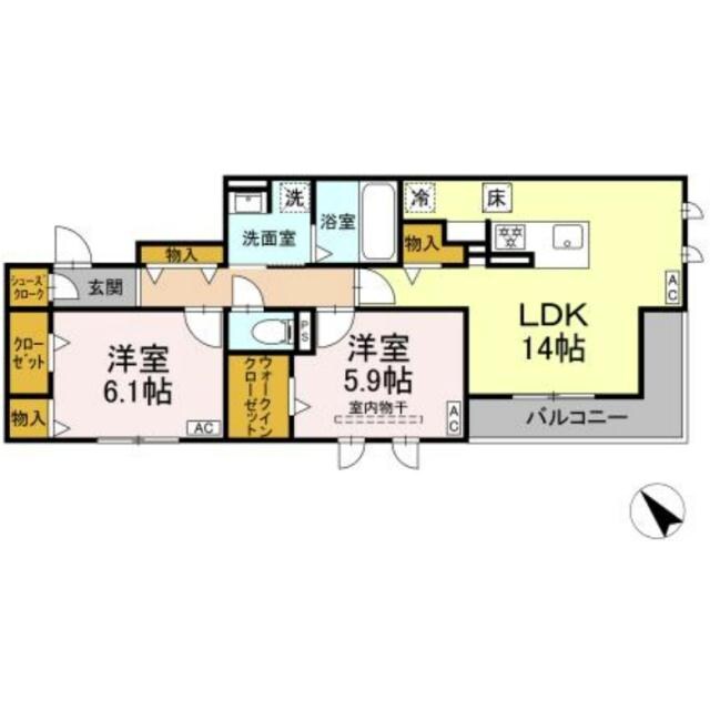 Ｄｅサーン　B棟の物件間取画像