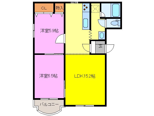 クワイエット杉二番館Ｂの物件間取画像