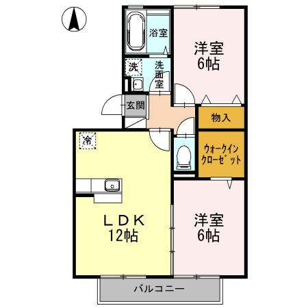 リビングタウン吉成D棟の物件間取画像