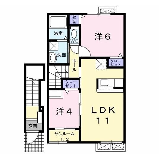 セルビナ興南Bの物件間取画像