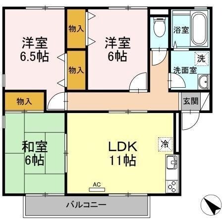 ハイカムール米原　A棟の物件間取画像