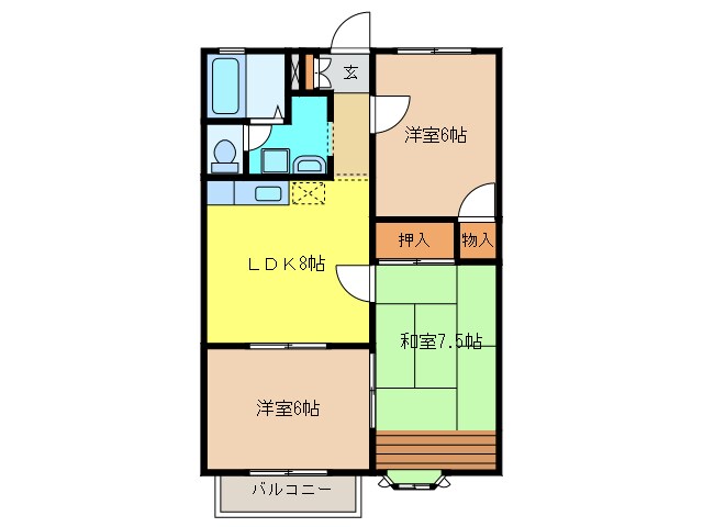 コーポ花水木の物件間取画像