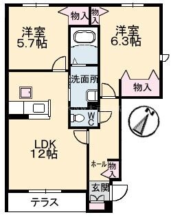 アルトーレ　カーサ　Ｂ棟の物件間取画像