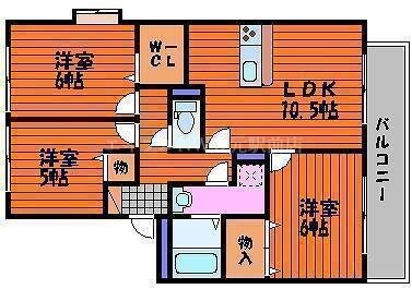 ハイカムールウエストリバー　Ａ棟の物件間取画像