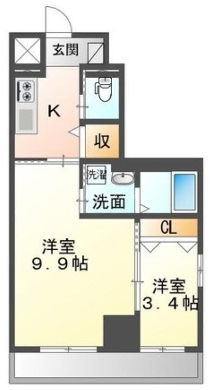 ディアコート大元駅前の物件間取画像