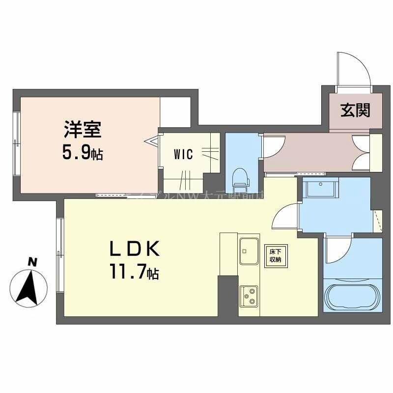 コンフォルト大元駅の物件間取画像