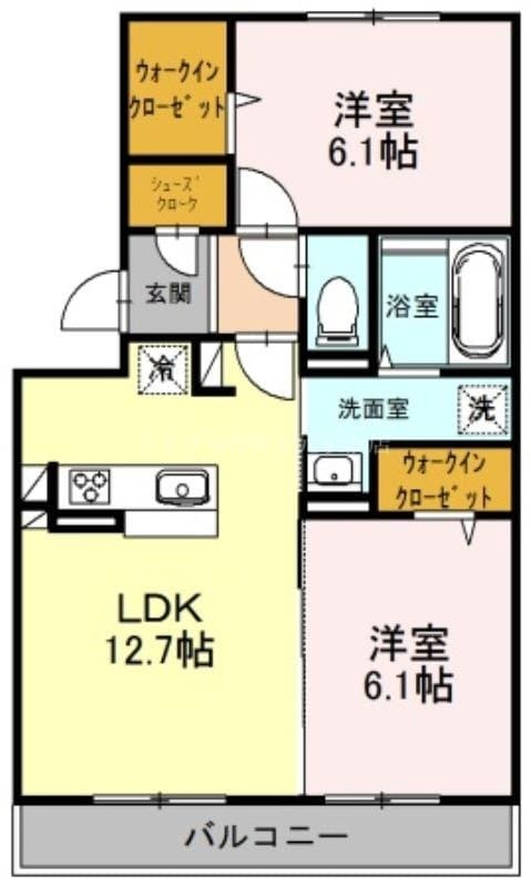 サニーフラット西市　Ａ棟の物件間取画像