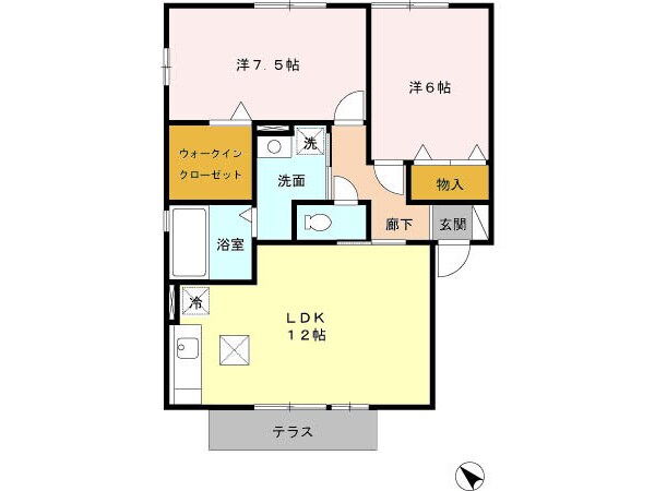 スカイコート大村（Ａ・Ｂ）　A棟の物件間取画像