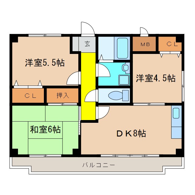 サンスコーレ壱番館の物件間取画像