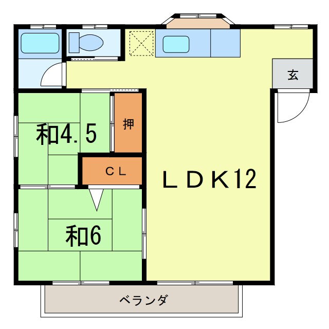 コーポアイザワＢ棟の物件間取画像