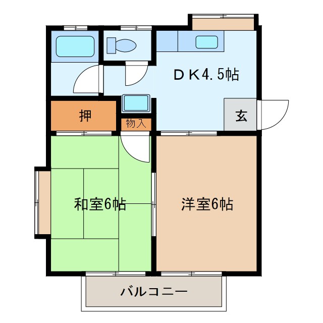 ササキハイツA棟の物件間取画像