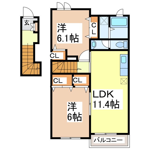 シャトレーポワリエＡ（錦町）の物件間取画像