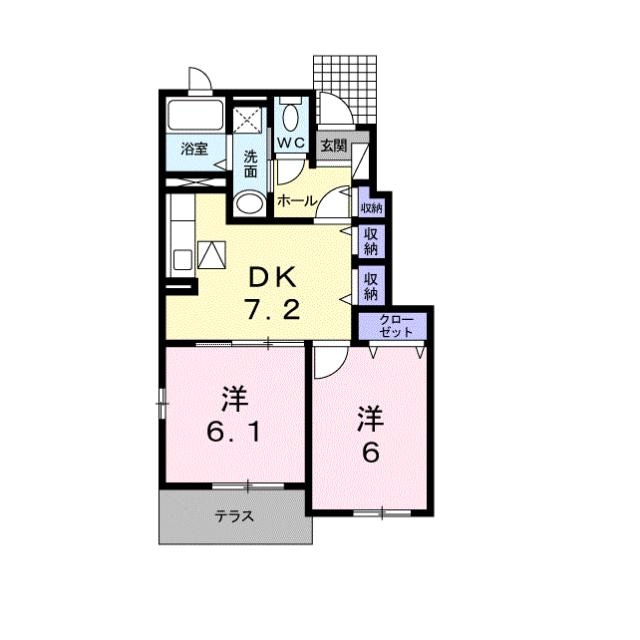 シャトレーポワリエＢ（錦町）の物件間取画像