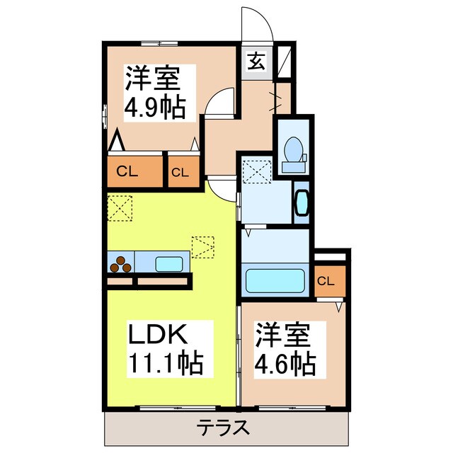 D-roomハピネスB棟の物件間取画像