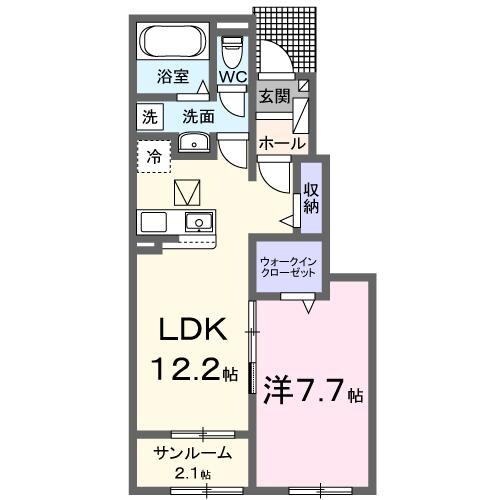 グランブルー八代Bの物件間取画像