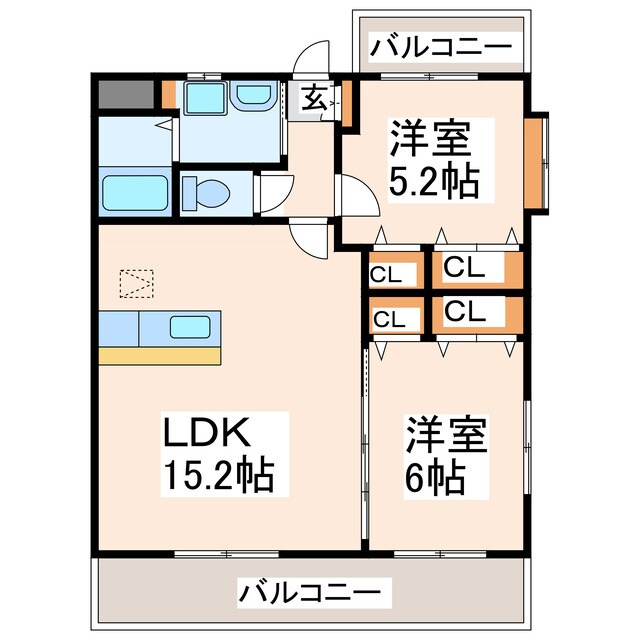 府内古閑 徒歩6分 1階の物件間取画像