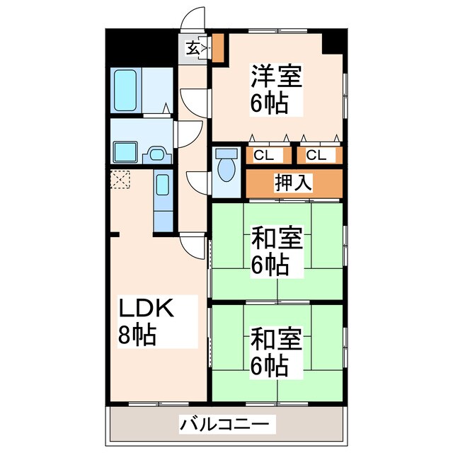 東野中学前 徒歩1分 2階の物件間取画像