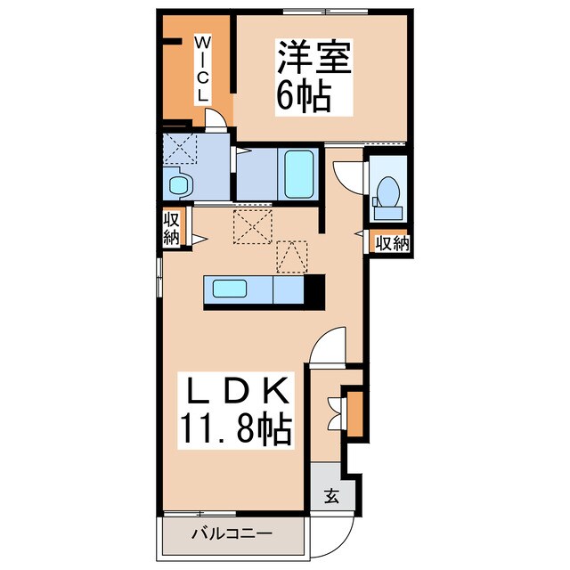 西往還 徒歩17分 1階の物件間取画像