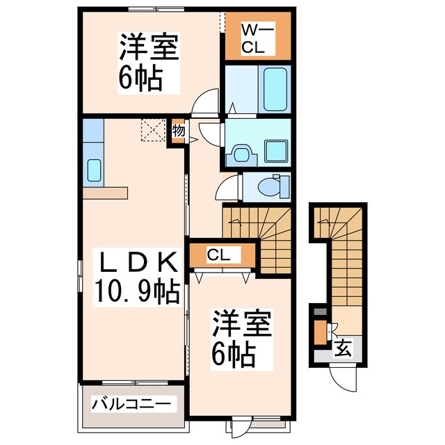 平成音楽大学 徒歩3分 2階の物件間取画像