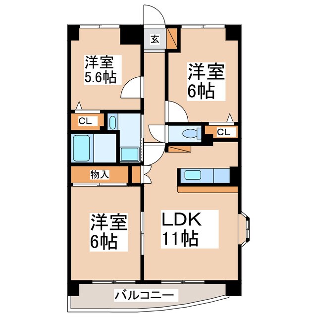 サンアムール壱番館の物件間取画像
