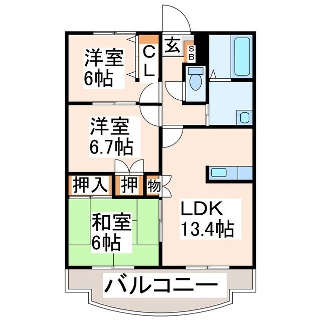 託麻南小学校前 徒歩1分 3階の物件間取画像