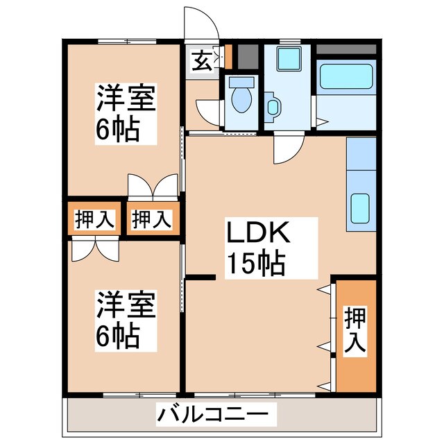 下南部入口 徒歩3分 2階の物件間取画像