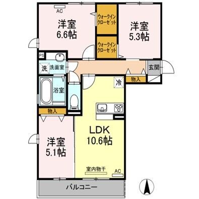 東町 徒歩7分 2階の物件間取画像